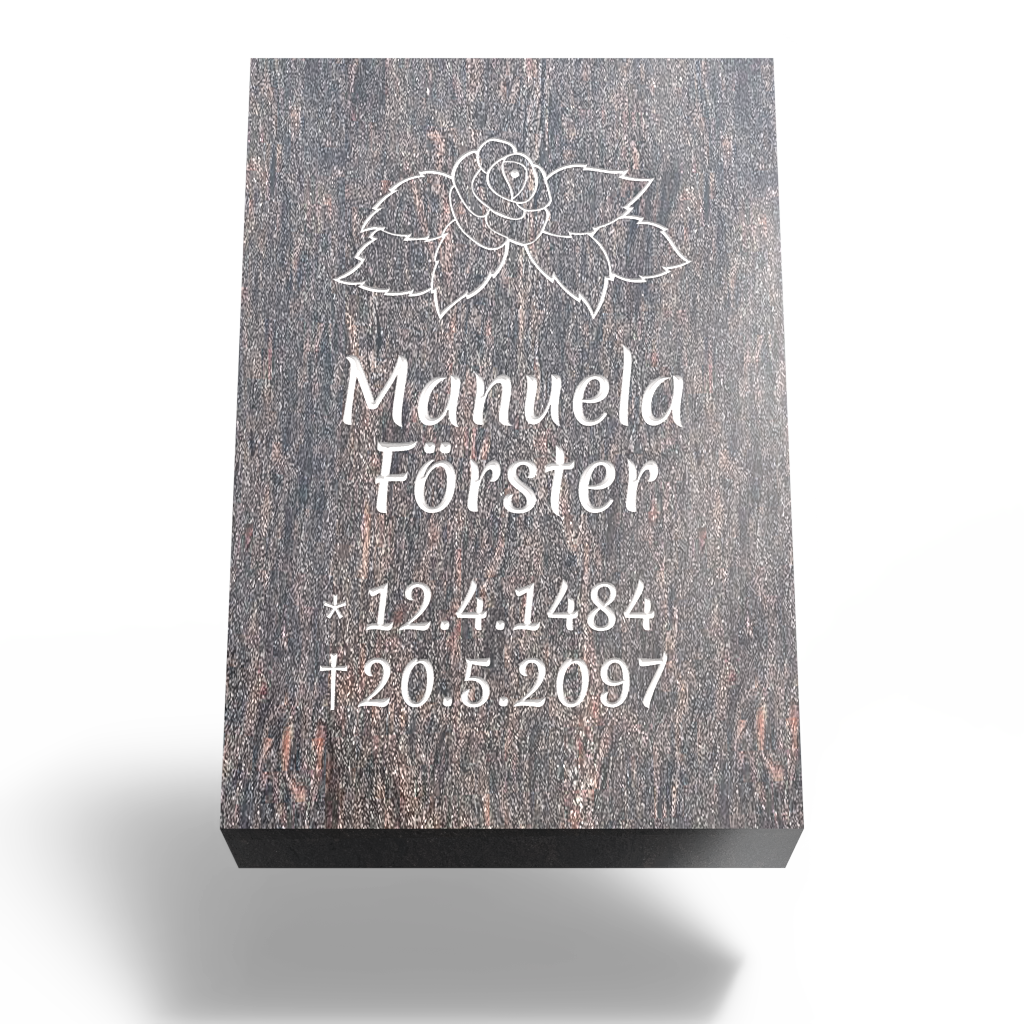 Grabplatte für Urnengrab 30x20x6 cm aus Granit | Arvoniselle
