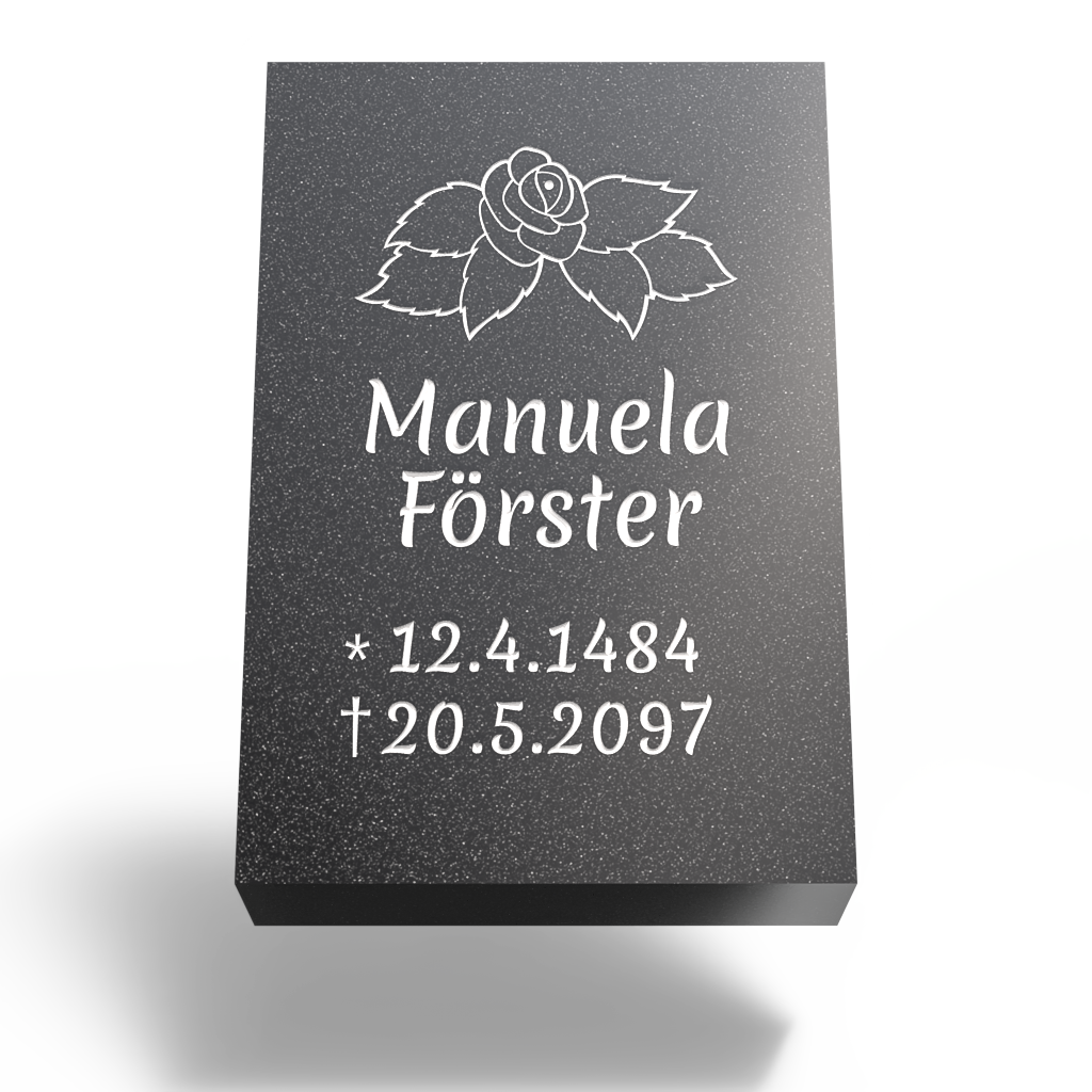 Grabplatte für Urnengrab 30x20x6 cm aus Granit | Arvoniselle