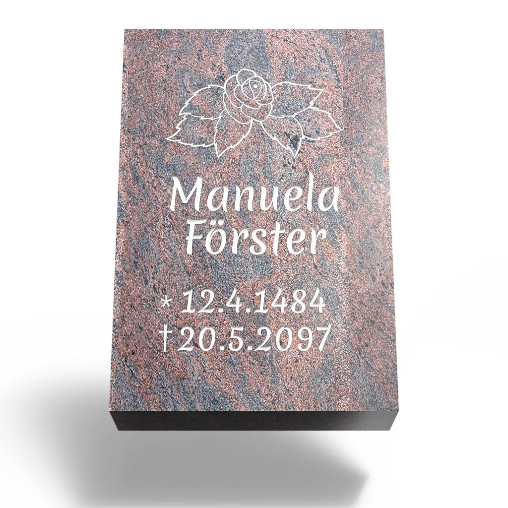 Grabplatte für Urnengrab 30x20x6 cm aus Granit | Arvoniselle