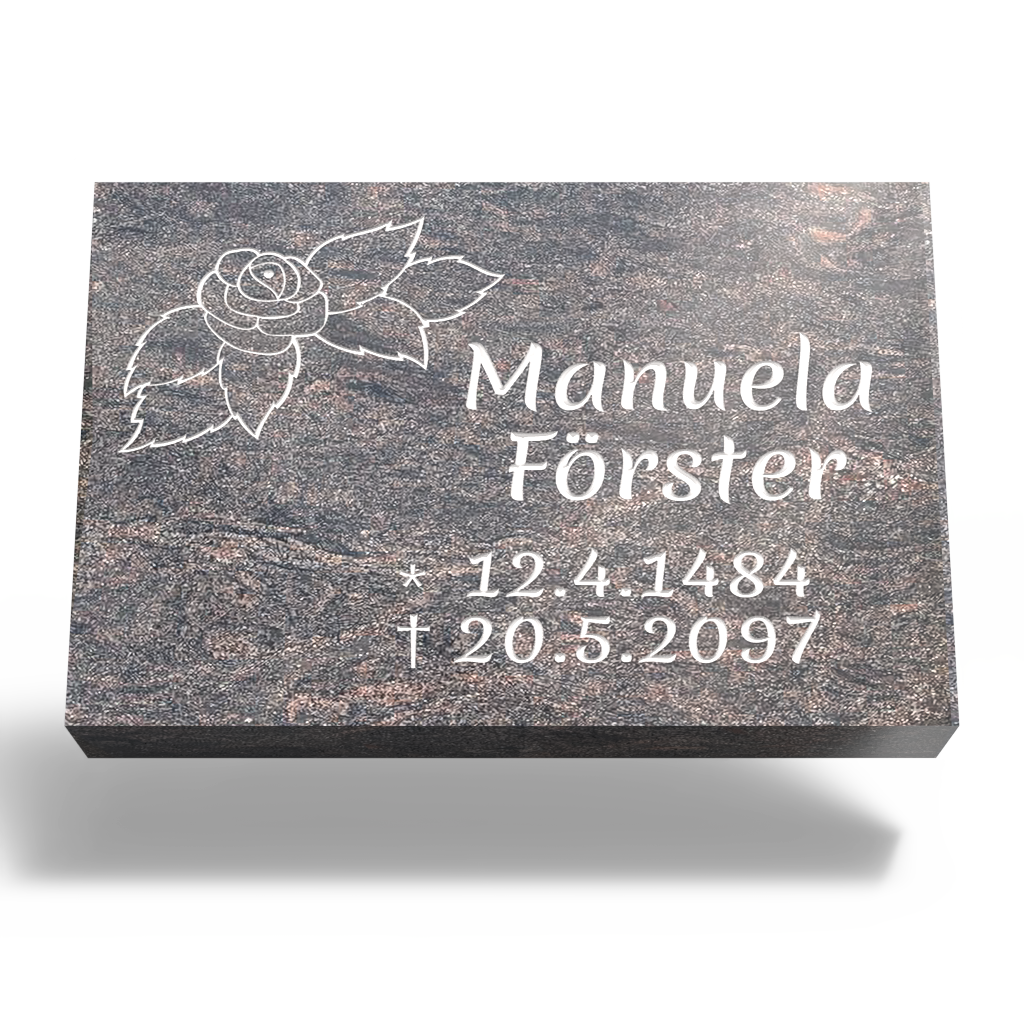 Grabplatte für Urnengrab 30x20x6 cm aus Granit | Arvoniselle