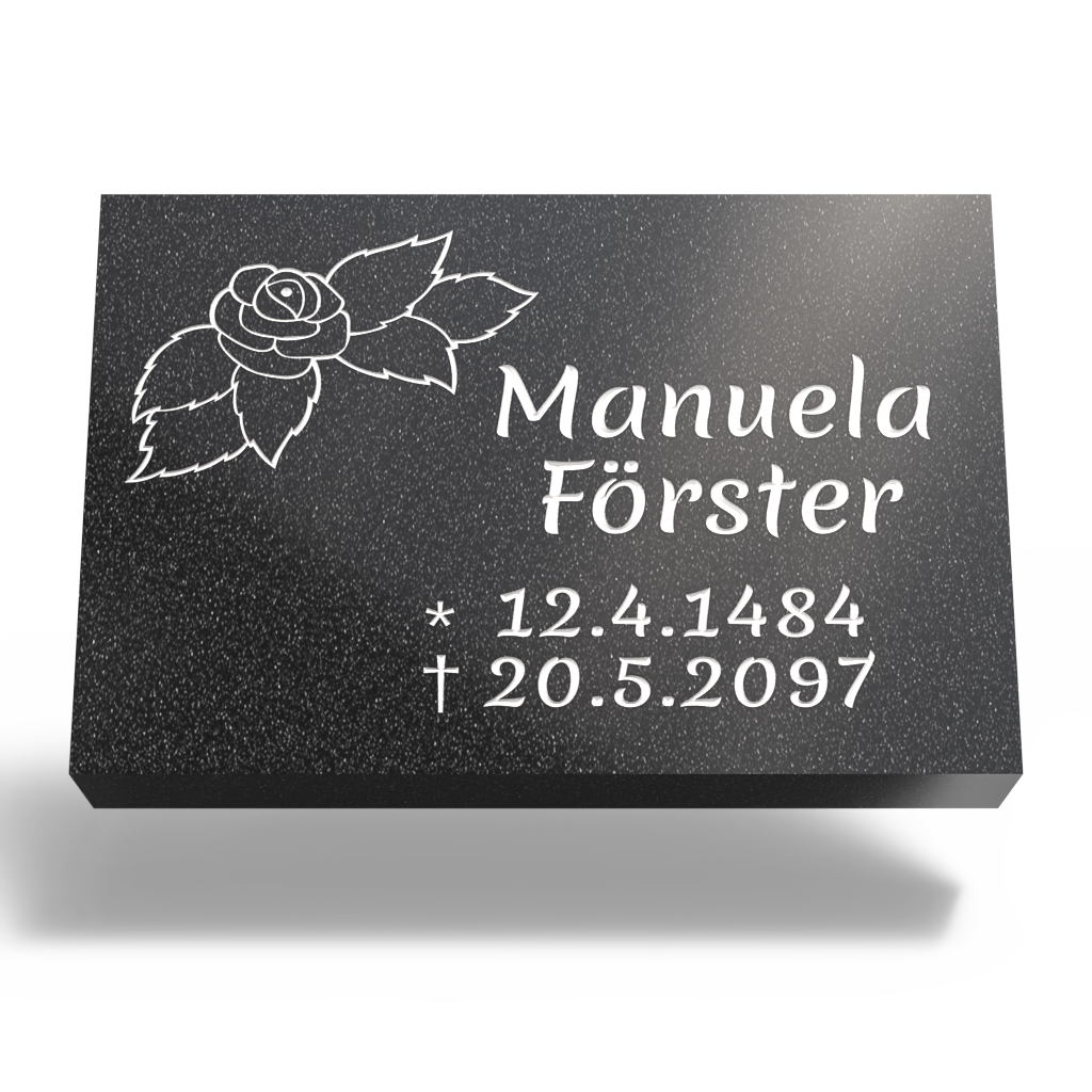 Grabplatte für Urnengrab 30x20x6 cm aus Granit | Arvoniselle