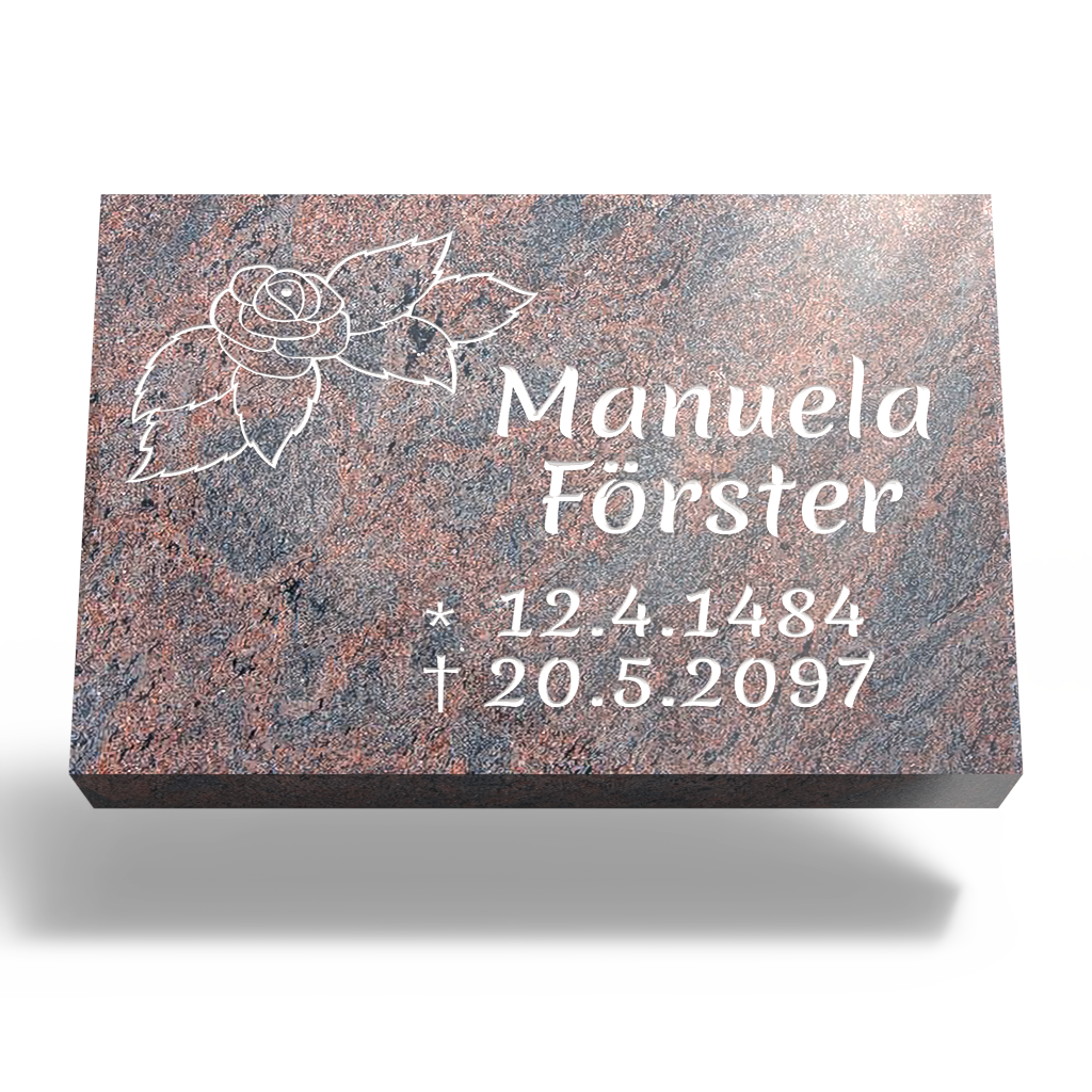 Grabplatte für Urnengrab 30x20x6 cm aus Granit | Arvoniselle