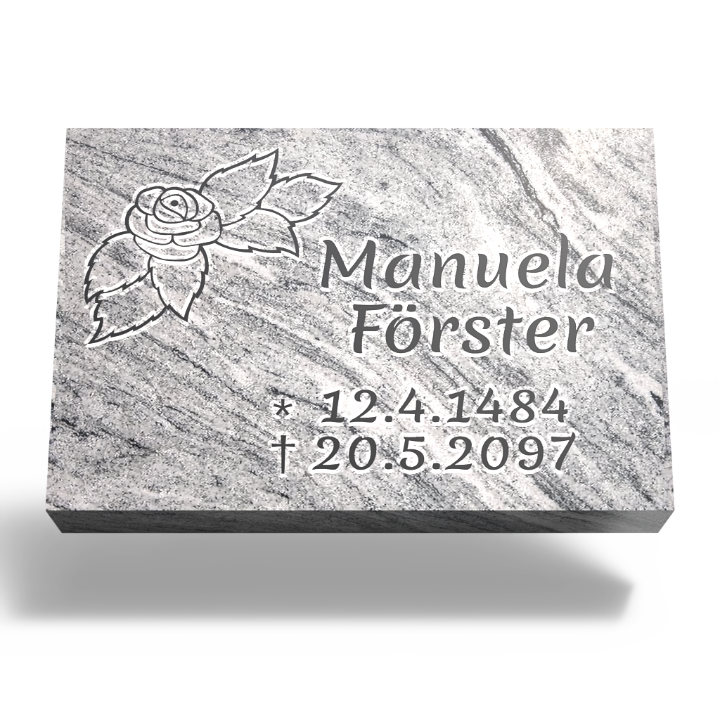 Grabplatte für Urnengrab 30x20x6 cm aus Granit | Arvoniselle