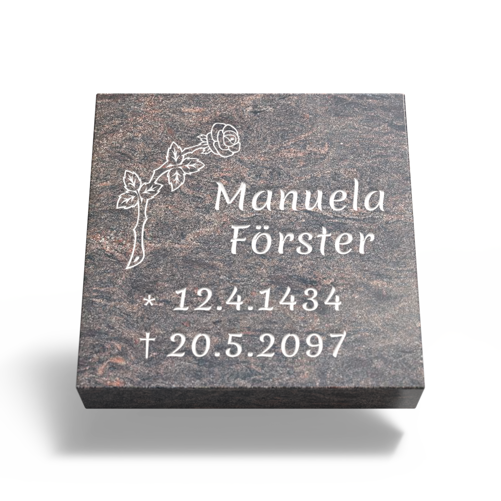 Grabplatte für Urnengrab 30x30x10 cm aus Granit | Arvioni 10