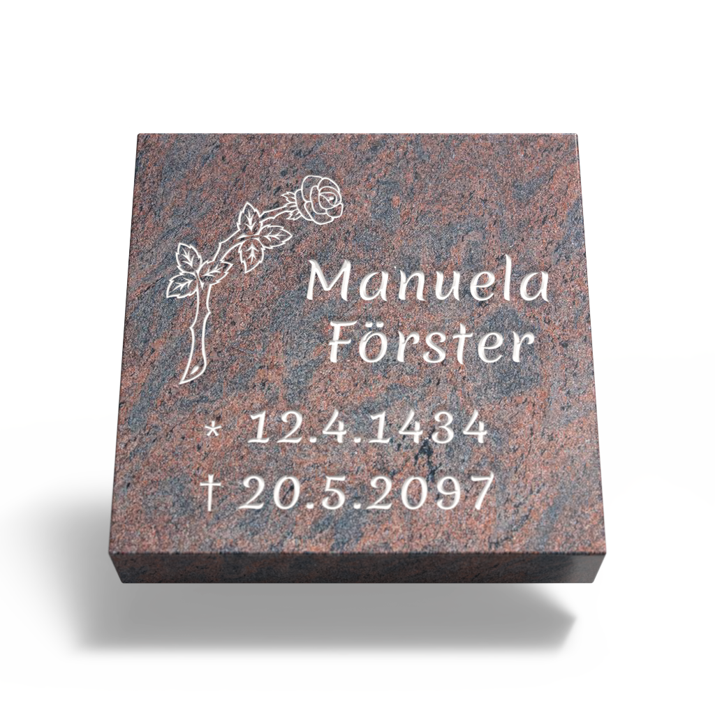 Grabplatte für Urnengrab 30x30x10 cm aus Granit | Arvioni 10