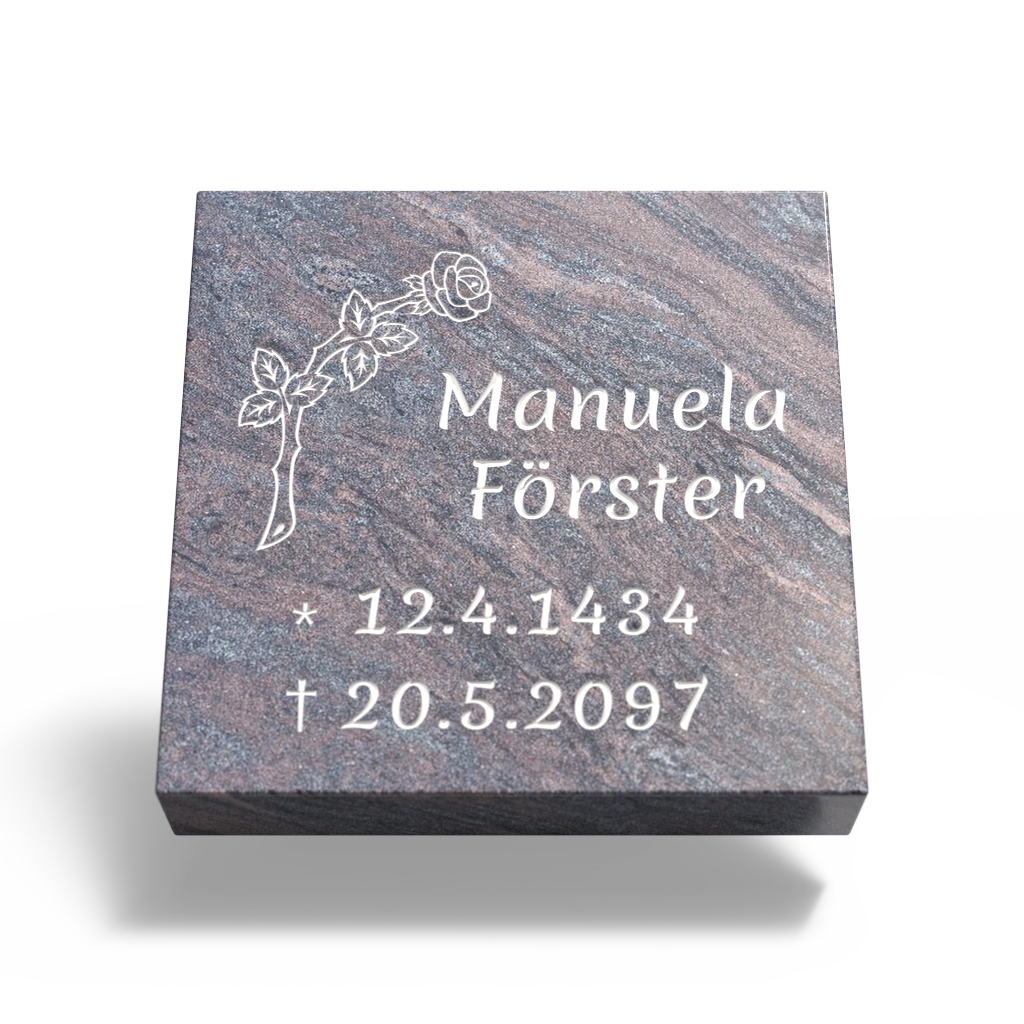 Grabplatte für Urnengrab 30x30 cm aus Granit | Arvioni