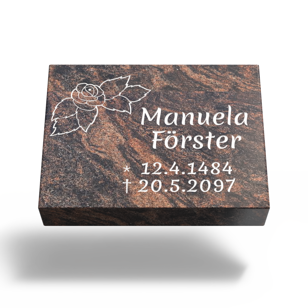 Grabplatte für Urnengrab 40x30x6 cm aus Granit | Arabon