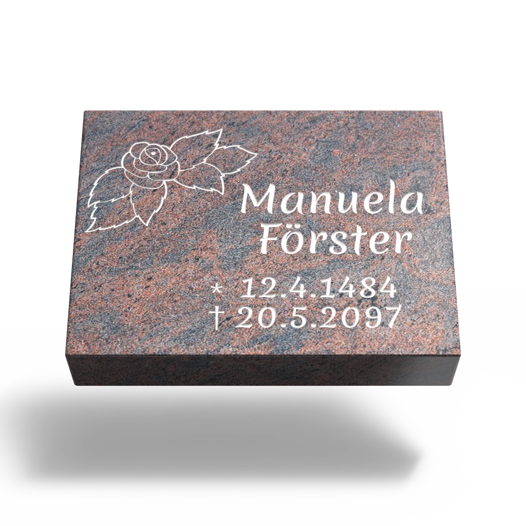 Grabplatte für Urnengrab 40x30x6 cm aus Granit | Arabon
