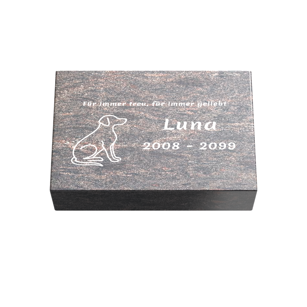 Personalisierte rechteckige Tiergrabplatte aus Granit für Hund, Katze & Haustiere 30 × 20 × 6 cm