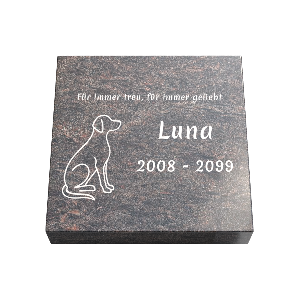 Personalisierte rechteckige Tiergrabplatte aus Granit für Hund, Katze & Haustiere 30 × 30 × 6 cm