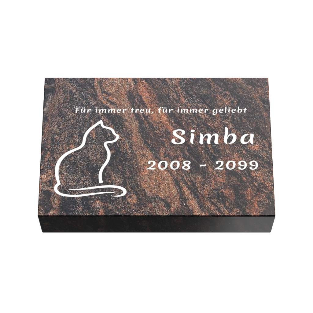 Personalisierte rechteckige Tiergrabplatte aus Granit für Hund, Katze & Haustiere 30 × 20 × 6 cm