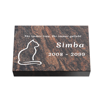 Personalisierte rechteckige Tiergrabplatte aus Granit für Hund, Katze & Haustiere 30 × 20 × 6 cm