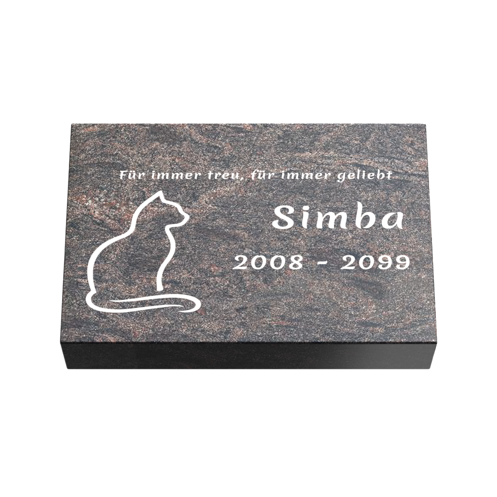 Personalisierte rechteckige Tiergrabplatte aus Granit für Hund, Katze & Haustiere 30 × 20 × 6 cm
