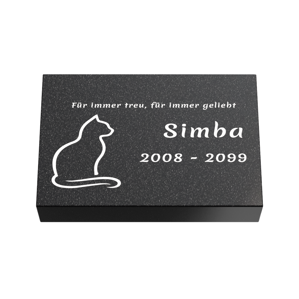 Personalisierte rechteckige Tiergrabplatte aus Granit für Hund, Katze & Haustiere 30 × 20 × 6 cm
