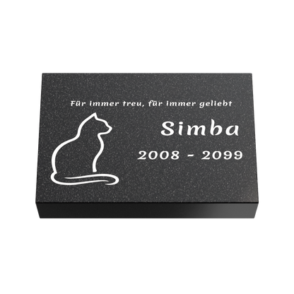 Personalisierte rechteckige Tiergrabplatte aus Granit für Hund, Katze & Haustiere 30 × 20 × 6 cm