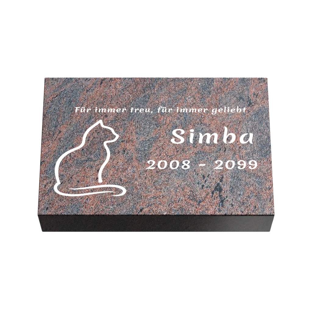 Personalisierte rechteckige Tiergrabplatte aus Granit für Hund, Katze & Haustiere 30 × 20 × 6 cm