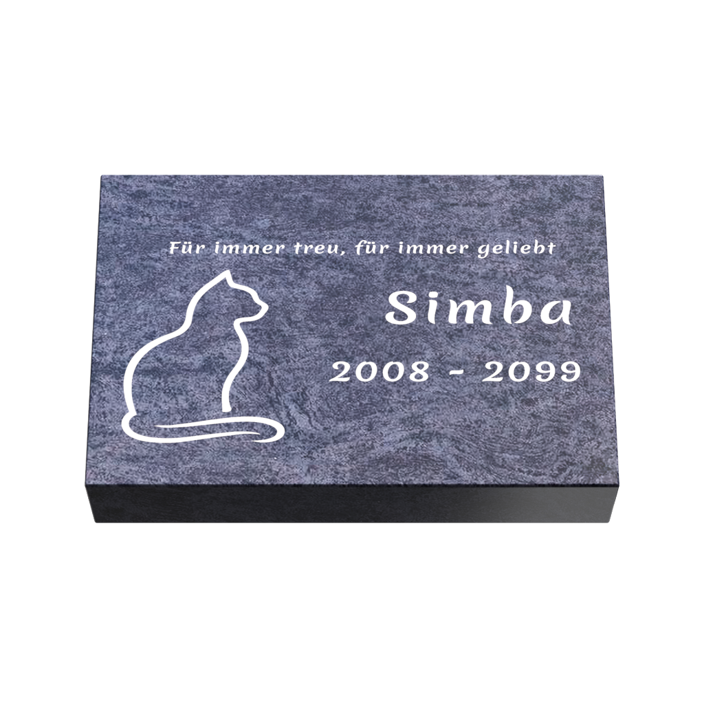 Personalisierte rechteckige Tiergrabplatte aus Granit für Hund, Katze & Haustiere 30 × 20 × 6 cm