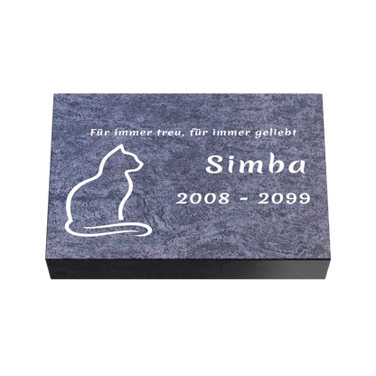 Personalisierte rechteckige Tiergrabplatte aus Granit für Hund, Katze & Haustiere 30 × 20 × 6 cm