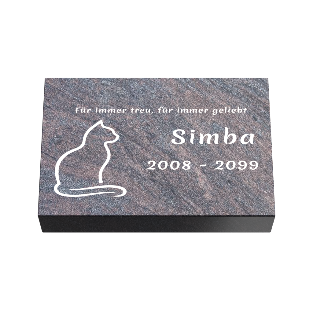 Personalisierte rechteckige Tiergrabplatte aus Granit für Hund, Katze & Haustiere 30 × 20 × 6 cm