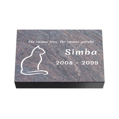 Personalisierte rechteckige Tiergrabplatte aus Granit für Hund, Katze & Haustiere 30 × 20 × 6 cm