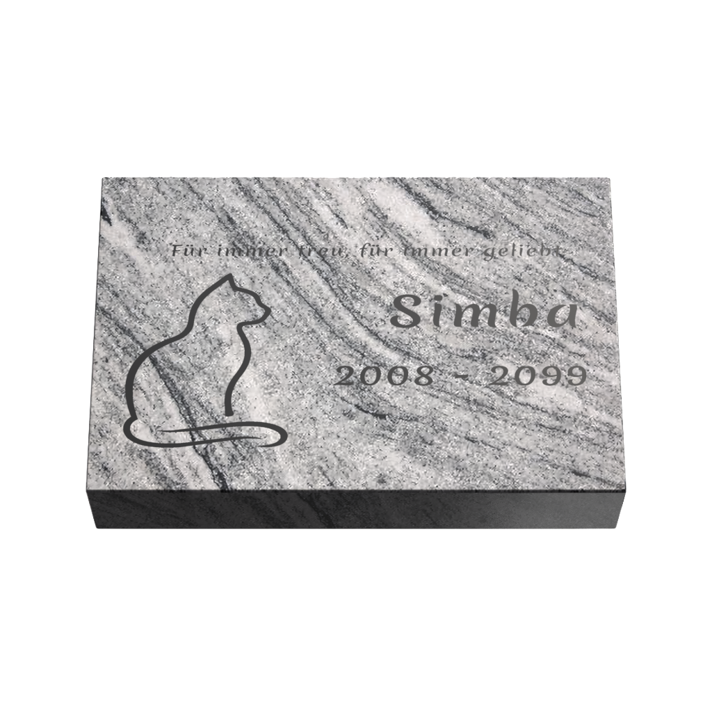 Personalisierte rechteckige Tiergrabplatte aus Granit für Hund, Katze & Haustiere 30 × 20 × 6 cm