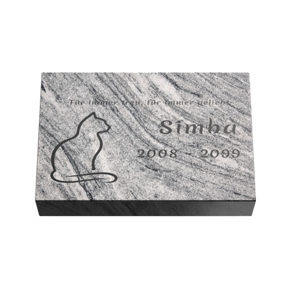 Personalisierte rechteckige Tiergrabplatte aus Granit für Hund, Katze & Haustiere 30 × 20 × 6 cm
