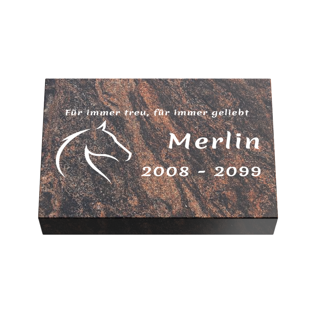 Personalisierte rechteckige Tiergrabplatte aus Granit für Hund, Katze & Haustiere 30 × 20 × 6 cm