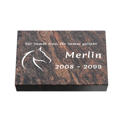 Personalisierte rechteckige Tiergrabplatte aus Granit für Hund, Katze & Haustiere 30 × 20 × 6 cm