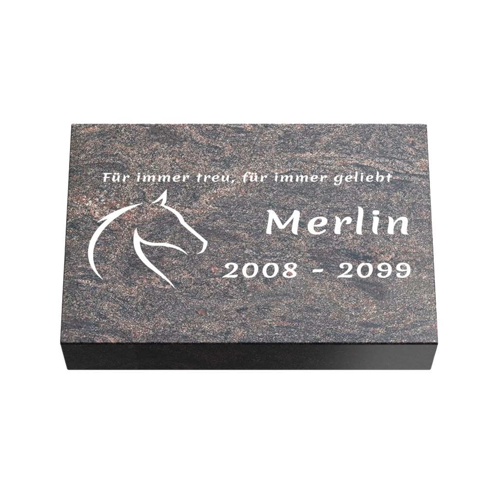 Personalisierte rechteckige Tiergrabplatte aus Granit für Hund, Katze & Haustiere 30 × 20 × 6 cm