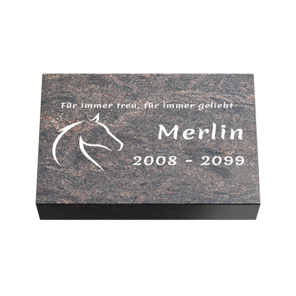 Personalisierte rechteckige Tiergrabplatte aus Granit für Hund, Katze & Haustiere 30 × 20 × 6 cm