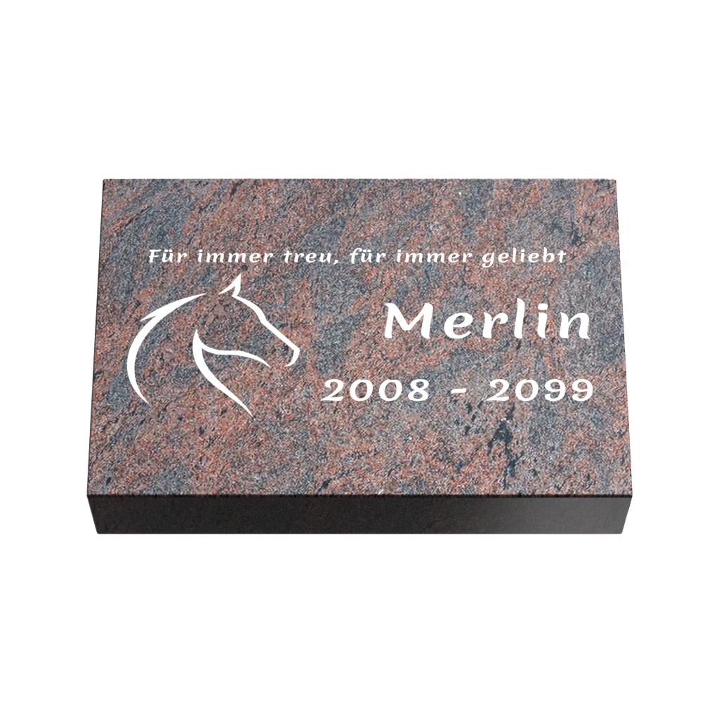 Personalisierte rechteckige Tiergrabplatte aus Granit für Hund, Katze & Haustiere 30 × 20 × 6 cm