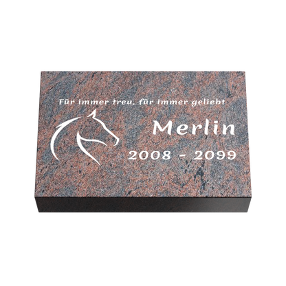 Personalisierte rechteckige Tiergrabplatte aus Granit für Hund, Katze & Haustiere 30 × 20 × 6 cm