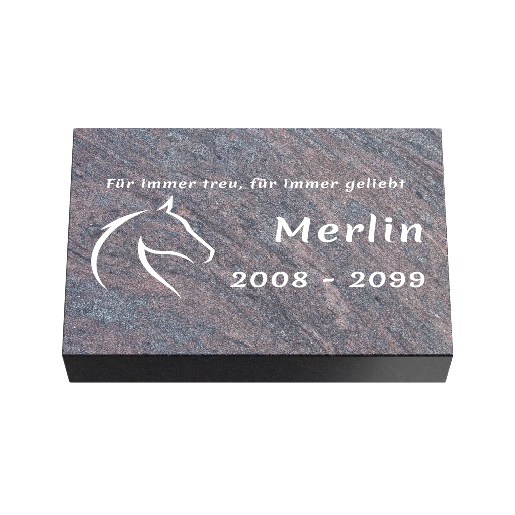 Personalisierte rechteckige Tiergrabplatte aus Granit für Hund, Katze & Haustiere 30 × 20 × 6 cm