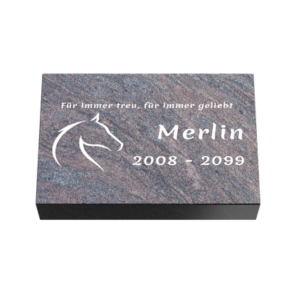 Personalisierte rechteckige Tiergrabplatte aus Granit für Hund, Katze & Haustiere 30 × 20 × 6 cm