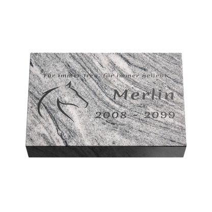 Personalisierte rechteckige Tiergrabplatte aus Granit für Hund, Katze & Haustiere 30 × 20 × 6 cm