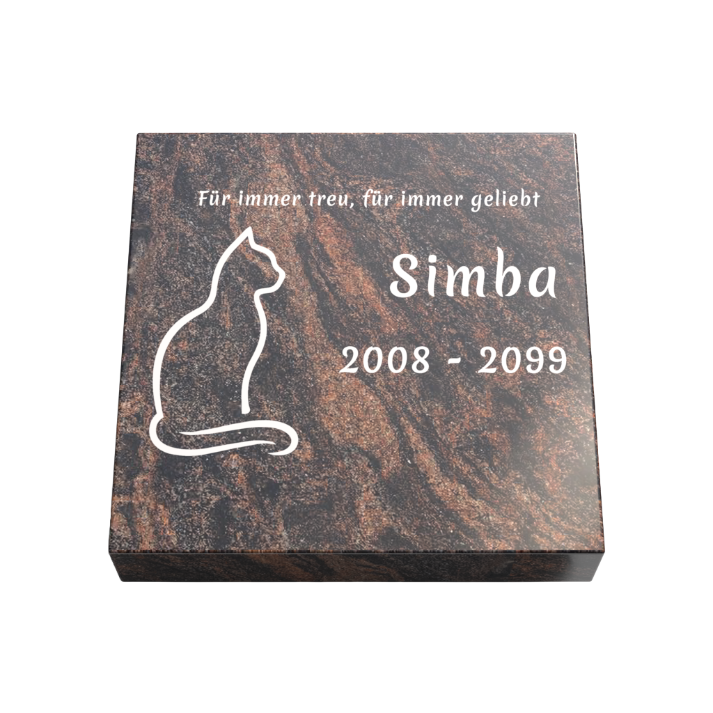 Personalisierte rechteckige Tiergrabplatte aus Granit für Hund, Katze & Haustiere 30 × 30 × 6 cm