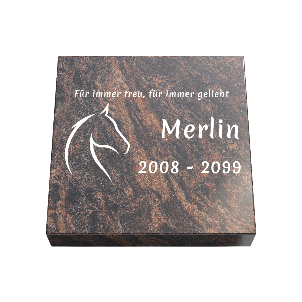 Personalisierte rechteckige Tiergrabplatte aus Granit für Hund, Katze & Haustiere 30 × 30 × 6 cm