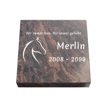 Personalisierte rechteckige Tiergrabplatte aus Granit für Hund, Katze & Haustiere 30 × 30 × 6 cm