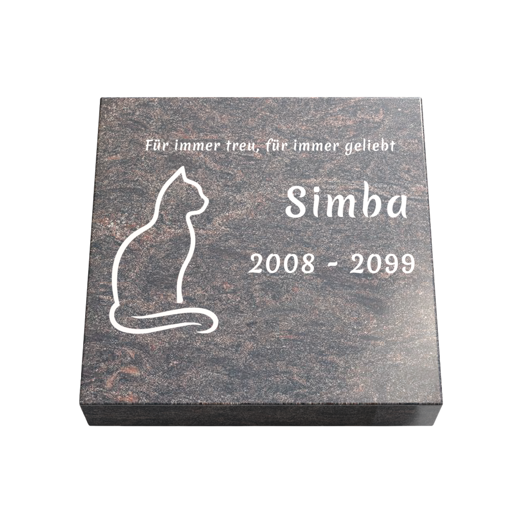 Personalisierte rechteckige Tiergrabplatte aus Granit für Hund, Katze & Haustiere 30 × 30 × 6 cm