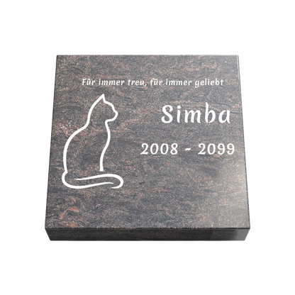 Personalisierte rechteckige Tiergrabplatte aus Granit für Hund, Katze & Haustiere 30 × 30 × 6 cm