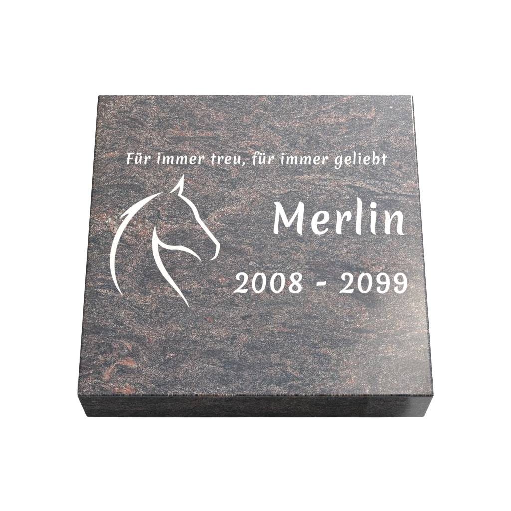 Personalisierte rechteckige Tiergrabplatte aus Granit für Hund, Katze & Haustiere 30 × 30 × 6 cm