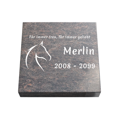 Personalisierte rechteckige Tiergrabplatte aus Granit für Hund, Katze & Haustiere 30 × 30 × 6 cm