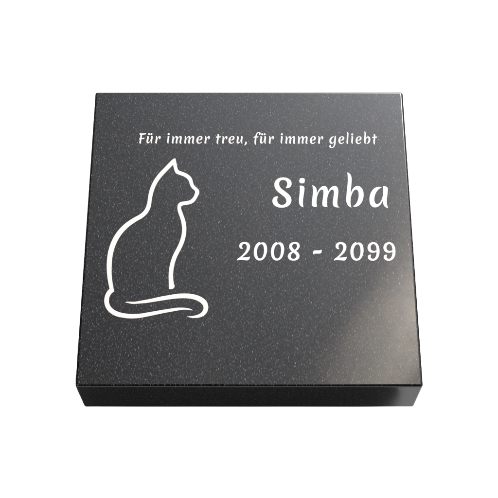 Personalisierte rechteckige Tiergrabplatte aus Granit für Hund, Katze & Haustiere 30 × 30 × 6 cm