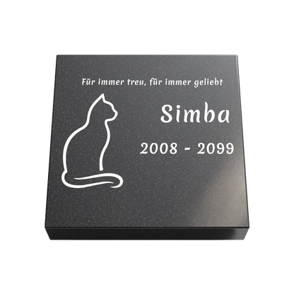 Personalisierte rechteckige Tiergrabplatte aus Granit für Hund, Katze & Haustiere 30 × 30 × 6 cm