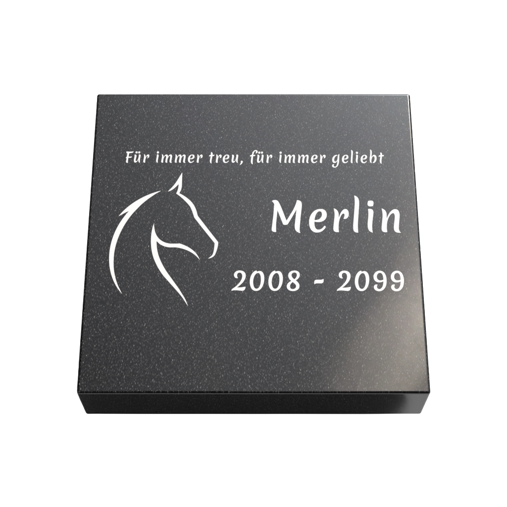 Personalisierte rechteckige Tiergrabplatte aus Granit für Hund, Katze & Haustiere 30 × 30 × 6 cm