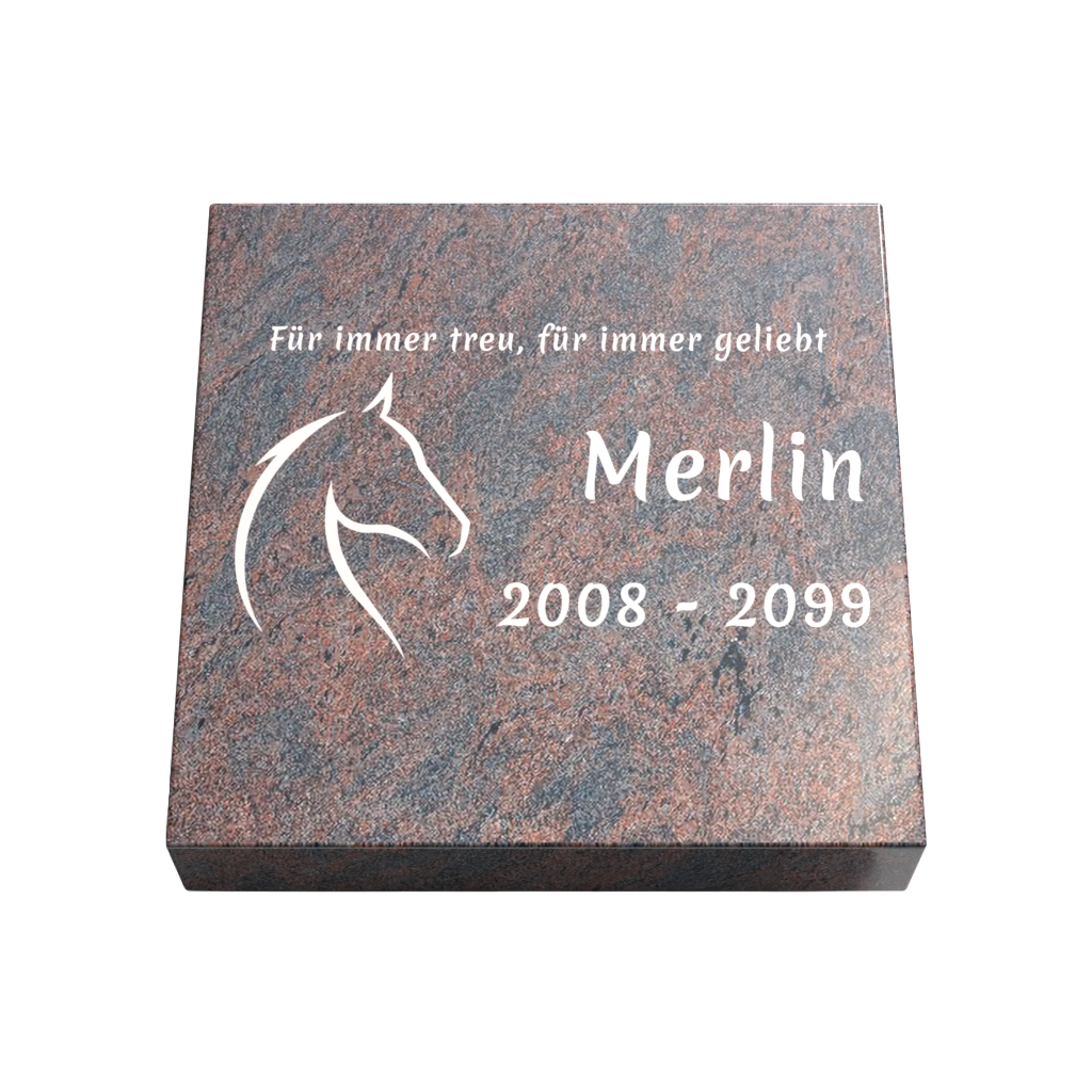 Personalisierte rechteckige Tiergrabplatte aus Granit für Hund, Katze & Haustiere 30 × 30 × 6 cm