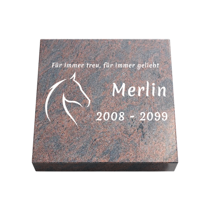 Personalisierte rechteckige Tiergrabplatte aus Granit für Hund, Katze & Haustiere 30 × 30 × 6 cm