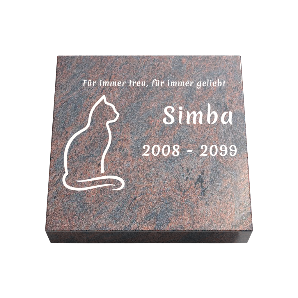 Personalisierte rechteckige Tiergrabplatte aus Granit für Hund, Katze & Haustiere 30 × 30 × 6 cm
