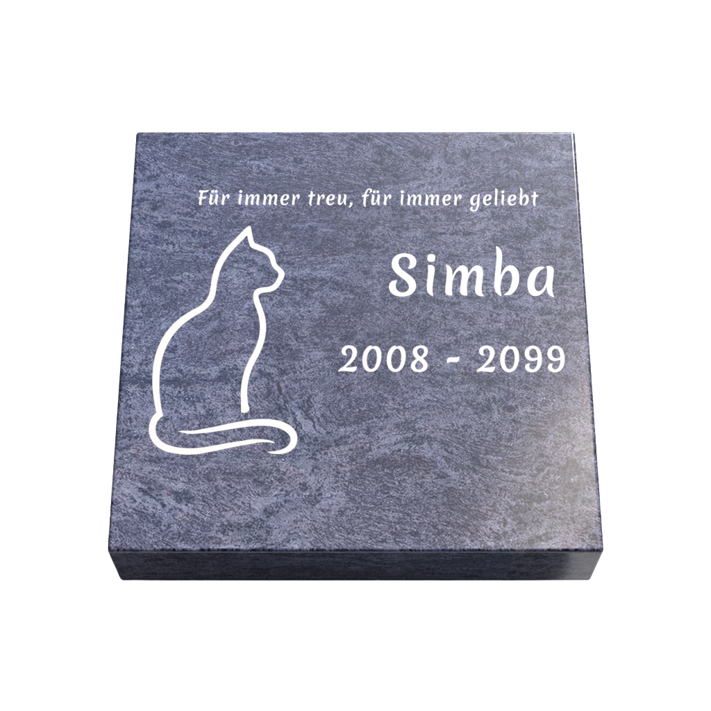 Personalisierte rechteckige Tiergrabplatte aus Granit für Hund, Katze & Haustiere 30 × 30 × 6 cm