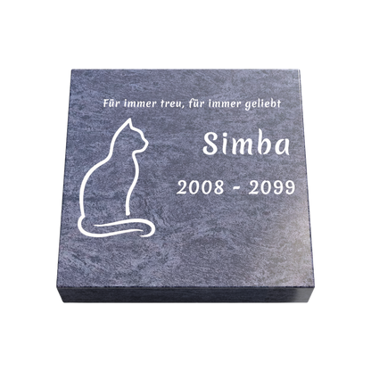 Personalisierte rechteckige Tiergrabplatte aus Granit für Hund, Katze & Haustiere 30 × 30 × 6 cm